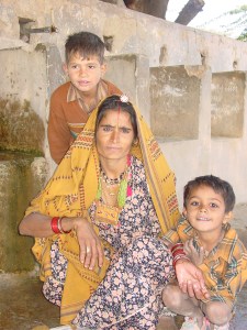 rajasthan : woman with her two boys