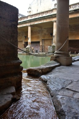 water from the spring pouring into the pool