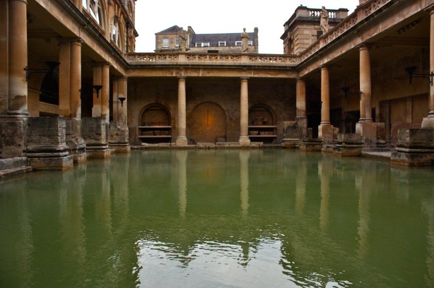 the roman baths still stand tall and imposing