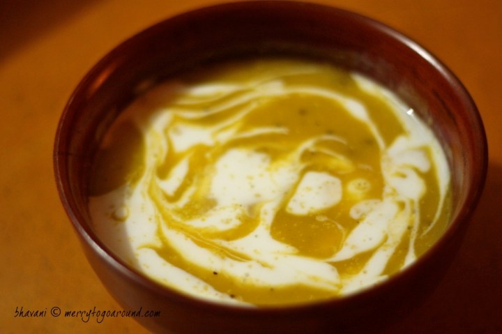 parangikkai soup in a bowl