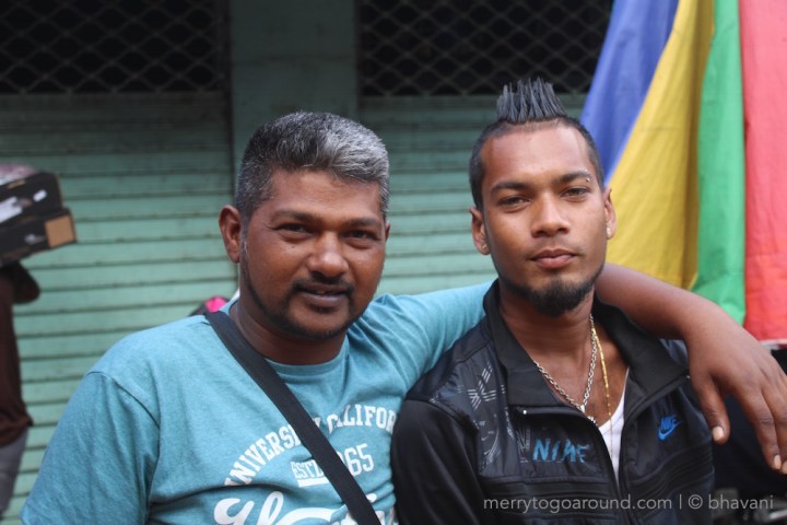 just two people while walking in the market at port louis. we could be in india!